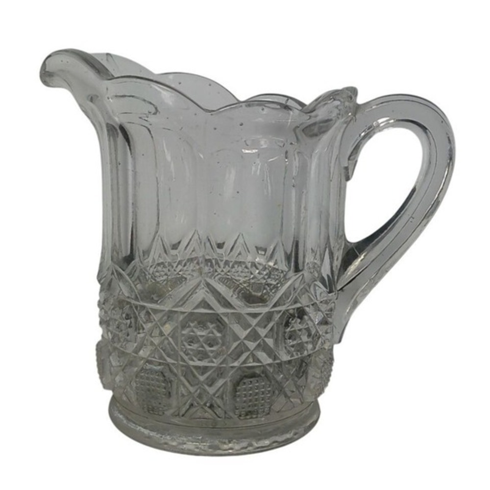 EAPG Creamer Unmarked Victorian Daisy Button Pressed Glass Small‎ Clear